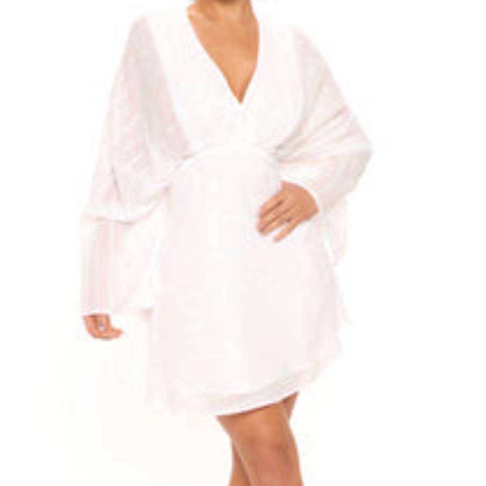 White sleeved midi dress NWT